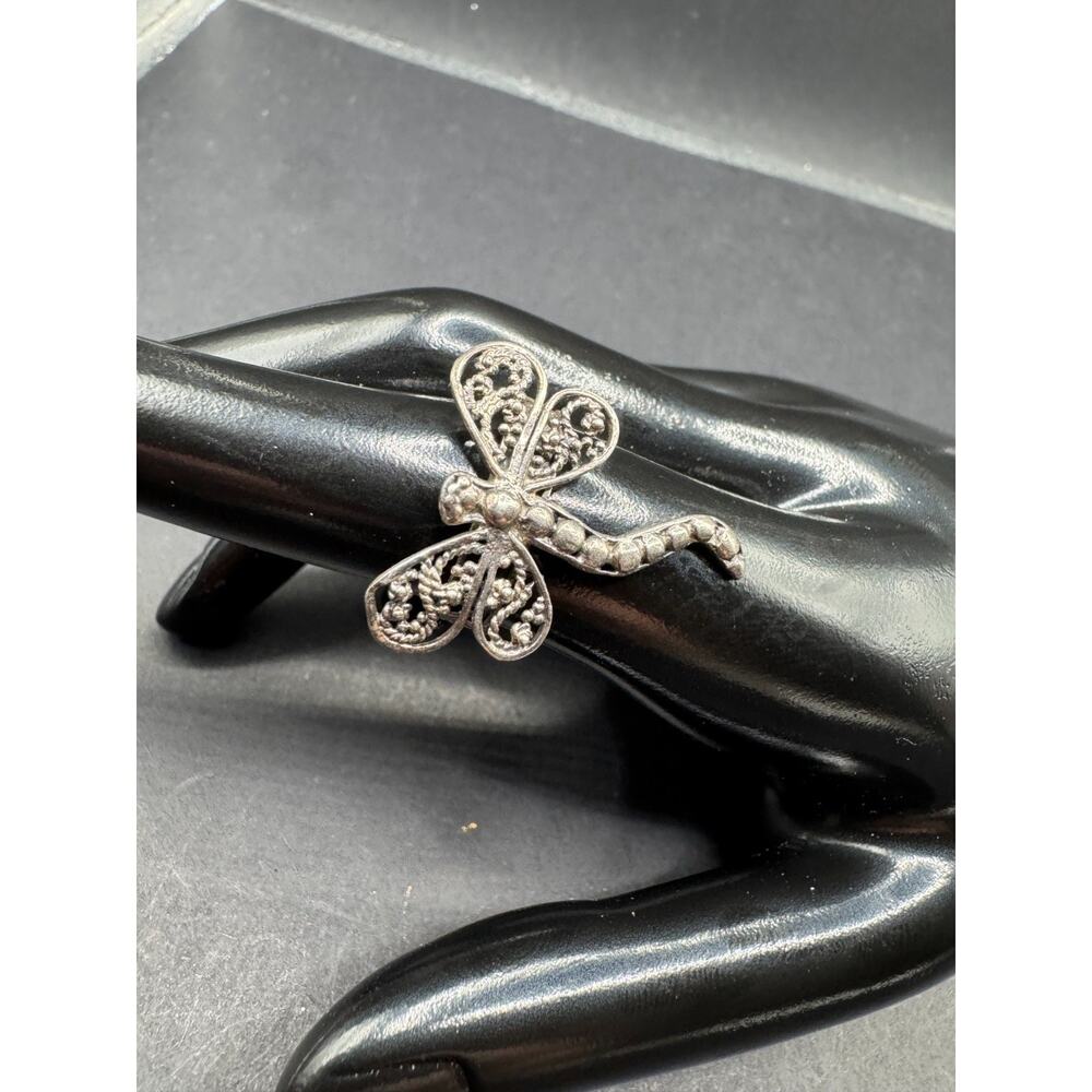 Vintage Dragonfly Solid Sterling Silver 925 Statement Ring Women's Size 6